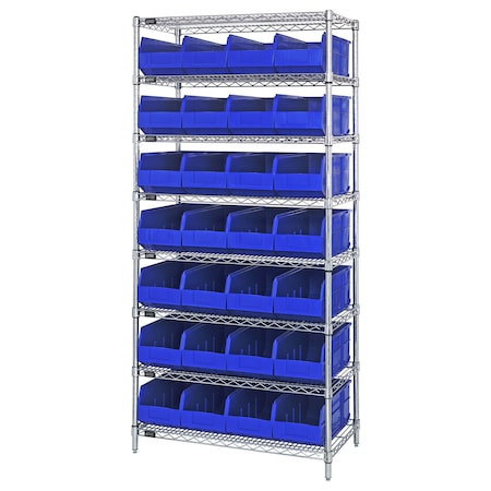 QUANTUM STORAGE SYSTEMS Stackable Shelf Bin Steel Shelving Systems WR8-423BL